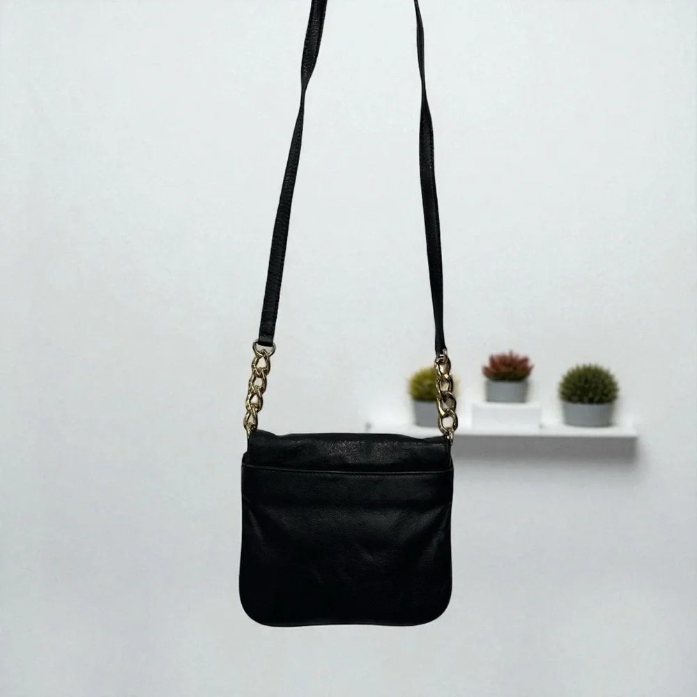 Michael Kors Berkley TopHandle Leather CrossBody Bag Purse Black
